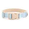Luxury Cotton Velvet Adjustable Pet Collar Plaid Print Lightweight Dog Collar with High-quality Plastic Buckle
