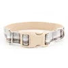Luxury Cotton Velvet Adjustable Pet Collar Plaid Print Lightweight Dog Collar with High-quality Plastic Buckle