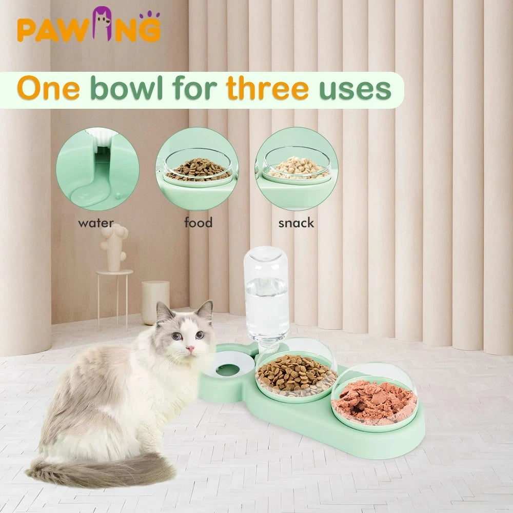 Automatic Raised Stand Container 3 in 1 Reptile Feeder Double Pet Drinker Food Bowl Pet Bowls Feeders Plastic