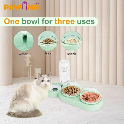 Automatic Raised Stand Container 3 in 1 Reptile Feeder Double Pet Drinker Food Bowl Pet Bowls Feeders Plastic
