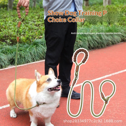 Show-Grade Adjustable Anti-Burst P-Leash P-Rope Dog Walking Leash for Outdoor Use Dog Training for Large/Medium/Small Dogs
