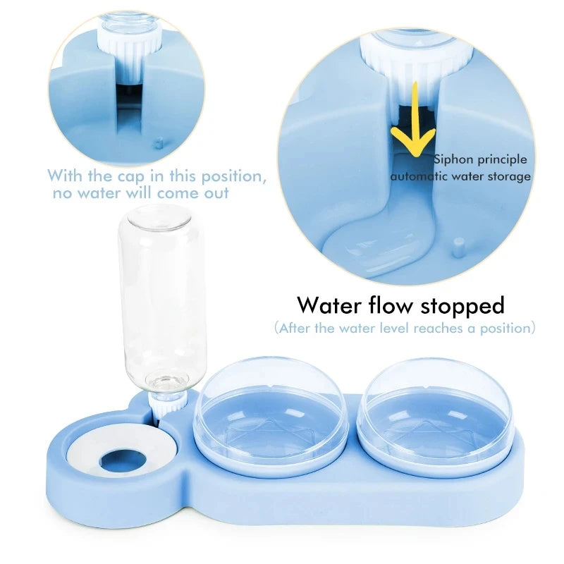 Automatic Raised Stand Container 3 in 1 Reptile Feeder Double Pet Drinker Food Bowl Pet Bowls Feeders Plastic
