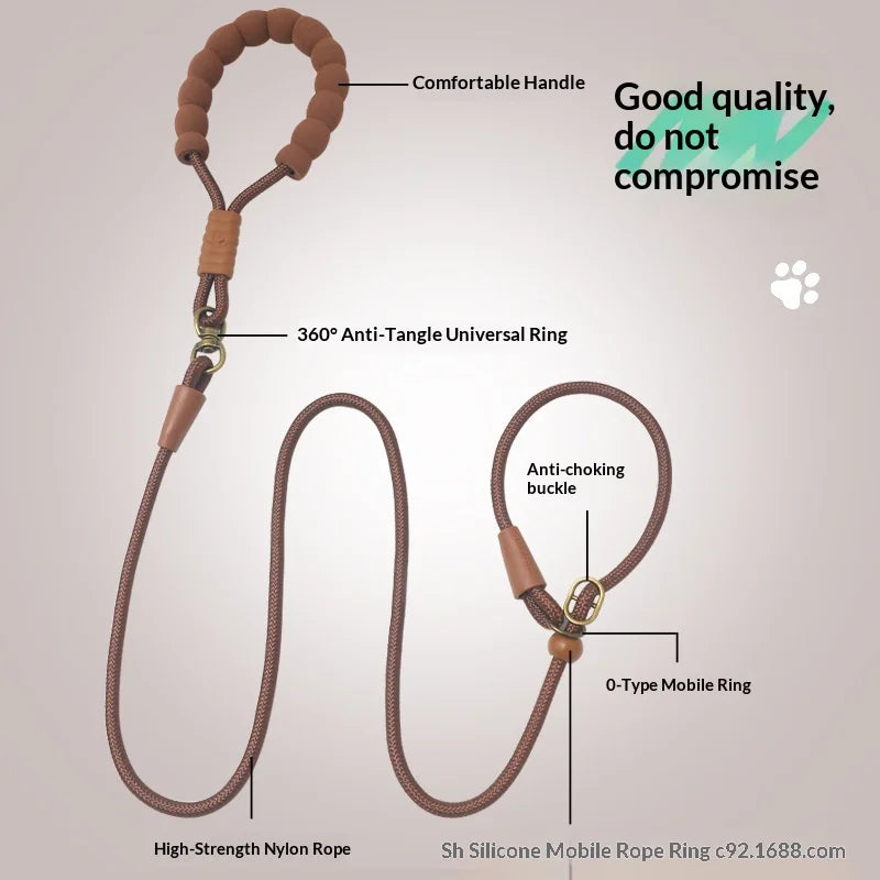 Show-Grade Adjustable Anti-Burst P-Leash P-Rope Dog Walking Leash for Outdoor Use Dog Training for Large/Medium/Small Dogs