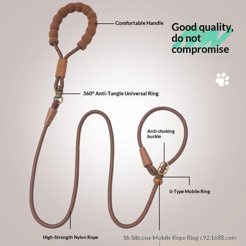 Show-Grade Adjustable Anti-Burst P-Leash P-Rope Dog Walking Leash for Outdoor Use Dog Training for Large/Medium/Small Dogs