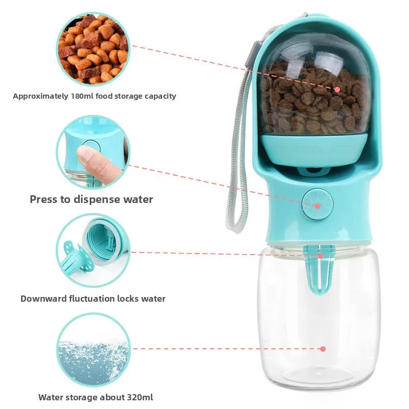 Pet Supplies Plastic Dog Cat Water Bottle & Food Storage Container Portable Outdoor Travel Cup