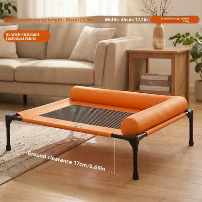 Pet Cot Bed Folding All-Season Universal Dogs Cats Breathable Cool Summer Removable Washable Elevated Iron-Frame Kennel