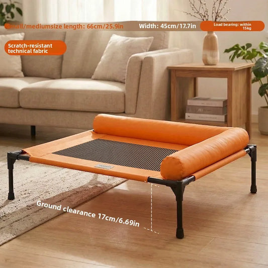 Pet Cot Bed Folding All-Season Universal Dogs Cats Breathable Cool Summer Removable Washable Elevated Iron-Frame Kennel