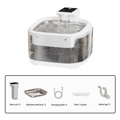 4.5L Durable Transparent Pet Water Dispenser Smart Cat Dog Water Fountain IPX6 Waterproof Wireless Rechargeable 3 Modes for Pets
