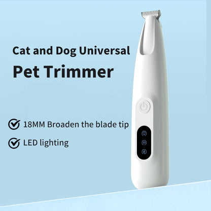 Low Noise Pet Hair Trimmer With LED Spotlight Widened 18mm Cutting Head Efficient Pet Fur Trimming USB Multi-Source Charging