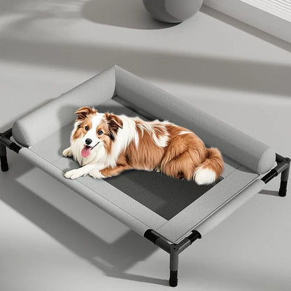 Pet Cot Bed Folding All-Season Universal Dogs Cats Breathable Cool Summer Removable Washable Elevated Iron-Frame Kennel