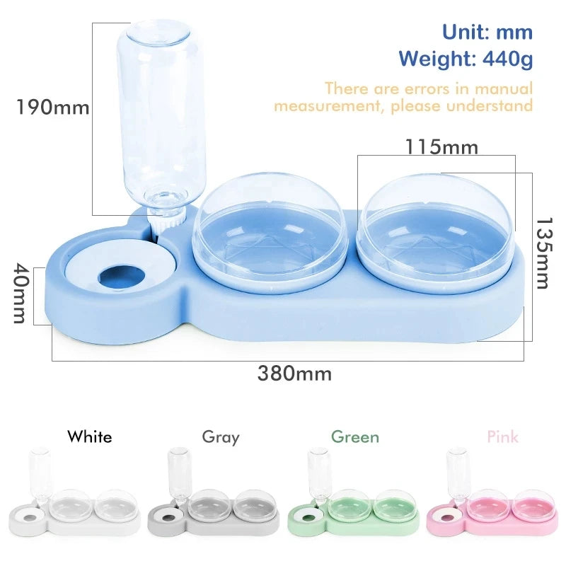 Automatic Raised Stand Container 3 in 1 Reptile Feeder Double Pet Drinker Food Bowl Pet Bowls Feeders Plastic