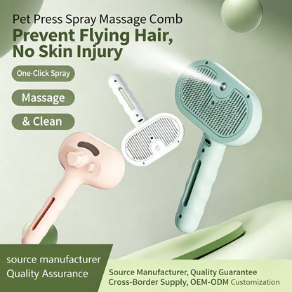 Modern Stocked ABS Cat & Dog Pet Hair Comb Spray Self-Cleaning Press Push
