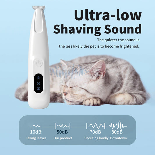 Low Noise Pet Hair Trimmer With LED Spotlight Widened 18mm Cutting Head Efficient Pet Fur Trimming USB Multi-Source Charging