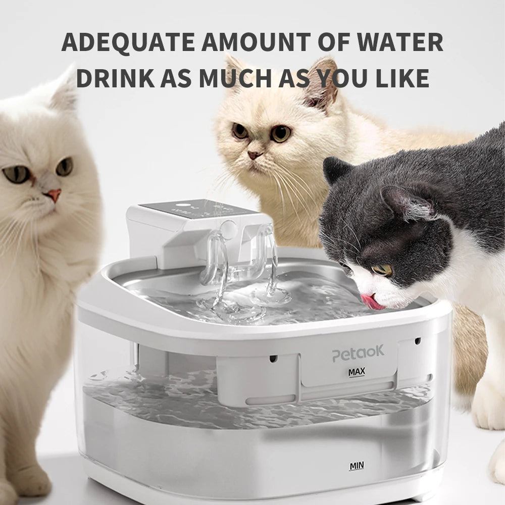 4.5L Durable Transparent Pet Water Dispenser Smart Cat Dog Water Fountain IPX6 Waterproof Wireless Rechargeable 3 Modes for Pets
