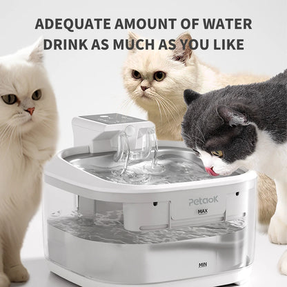 4.5L Durable Transparent Pet Water Dispenser Smart Cat Dog Water Fountain IPX6 Waterproof Wireless Rechargeable 3 Modes for Pets